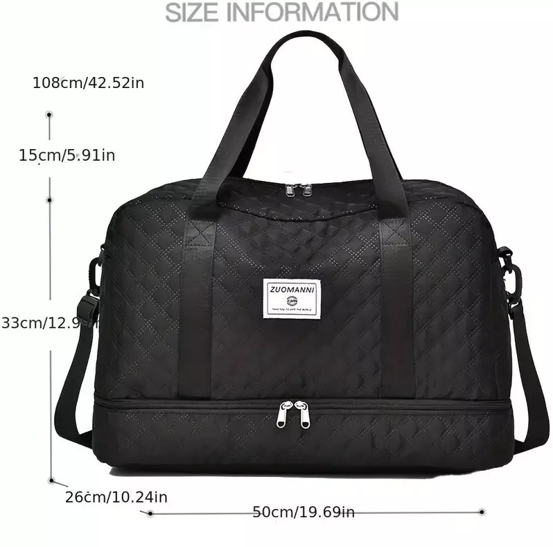 Unisex Oxford Nylon Duffle Gym Tote Bag – Foldable, Large Capacity Travel Handbag with Zipper – Lightweight & Durable for Men and Women (23x24x50cm)