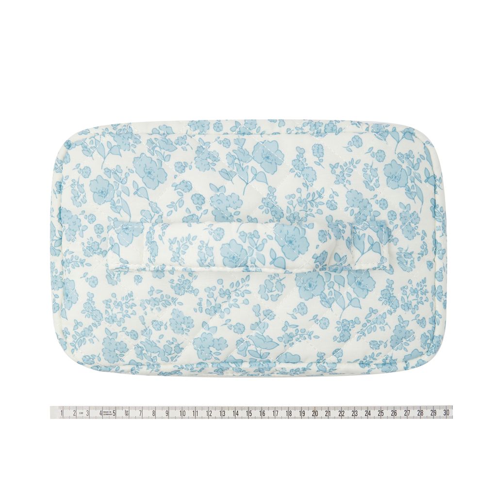 Floral Quilted Cotton Cosmetic Bag with Handle – Large Travel Makeup & Toiletry Pouch for Women – Lightweight Storage Organizer