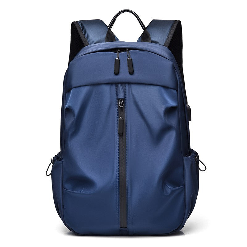 Black Nylon Waterproof Casual Sports Backpack – Lightweight, Large Capacity with USB Charging Port – Ideal for Travel, School, and Outdoor Activities