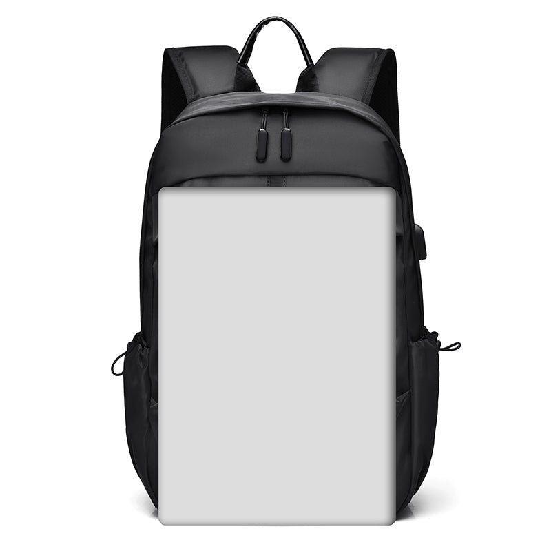 Black Nylon Waterproof Casual Sports Backpack – Lightweight, Large Capacity with USB Charging Port – Ideal for Travel, School, and Outdoor Activities