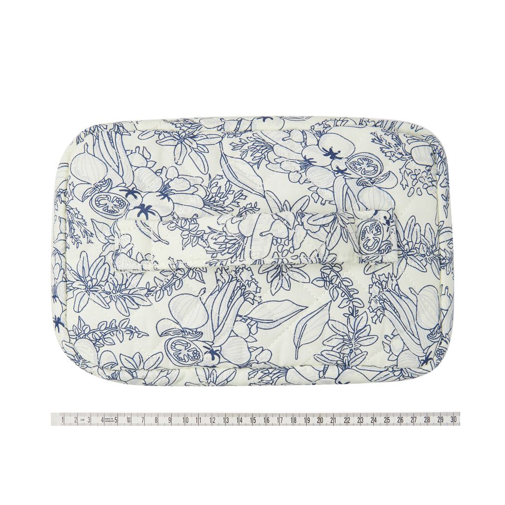 Floral Quilted Cotton Cosmetic Bag with Handle – Large Travel Makeup & Toiletry Pouch for Women – Lightweight Storage Organizer