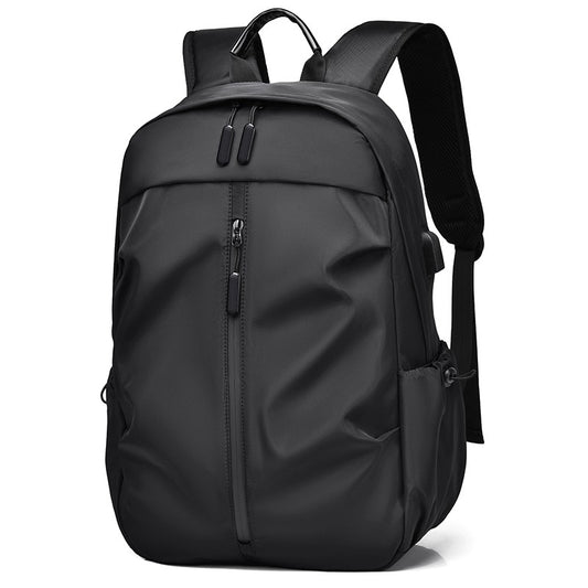 Black Nylon Waterproof Casual Sports Backpack – Lightweight, Large Capacity with USB Charging Port – Ideal for Travel, School, and Outdoor Activities